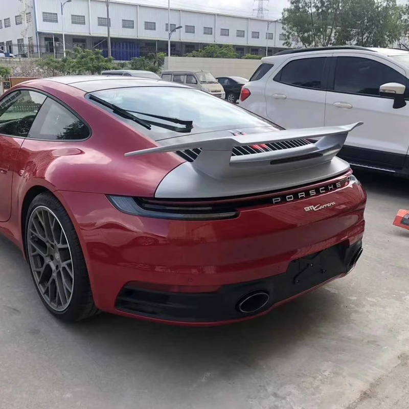 For Porsche Carrera 992 911 Spoiler Car Styling Carbon Fiber Rear Lip Roof Spoiler Trunk Boot Wing SD Style FRP 2019-2022