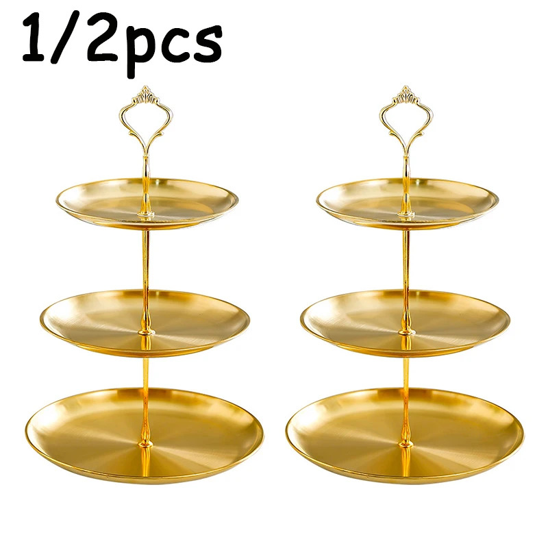 1/2pc Stainless Steel Luxury Gold Multilayer Cake Rack Creative Afternoon Tea Tray Dessert Display Rack Dessert Tray