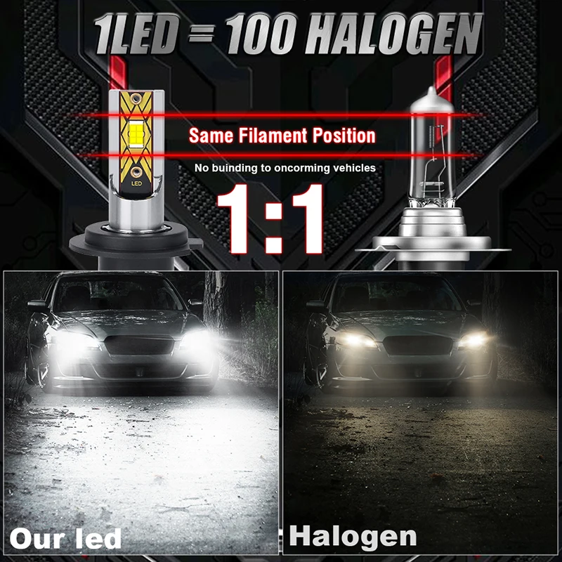 H4 H7 Led Led المصابيح الأمامية لمصابيح السيارات H1 H11 H3 HB3 9005 HB4 9006 9012 H27 880 881 6000K Led المصباح لمبة 6000K السيارات الضباب مصباح