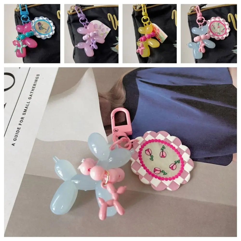 Mini Balloon Puppy Keychain Kawaii Acrylic Tulip Pendant Colorful Dog Jelly Dog Keyring Backpack Decor