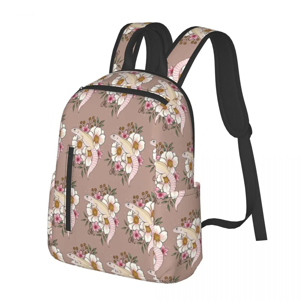 

Leopard Gecko Murphy's Patternless With Florals Backpack School Bag Hiking Travel Daypack for Men Women Bookbag Shoulder Bags