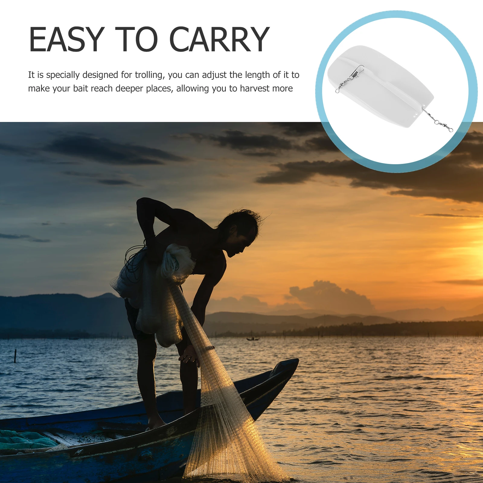 

Plastic Diving Board Fishing Gear Lightweight Portable Trolling Planer Adjustable Blades Depth Control Balance Bait Sea