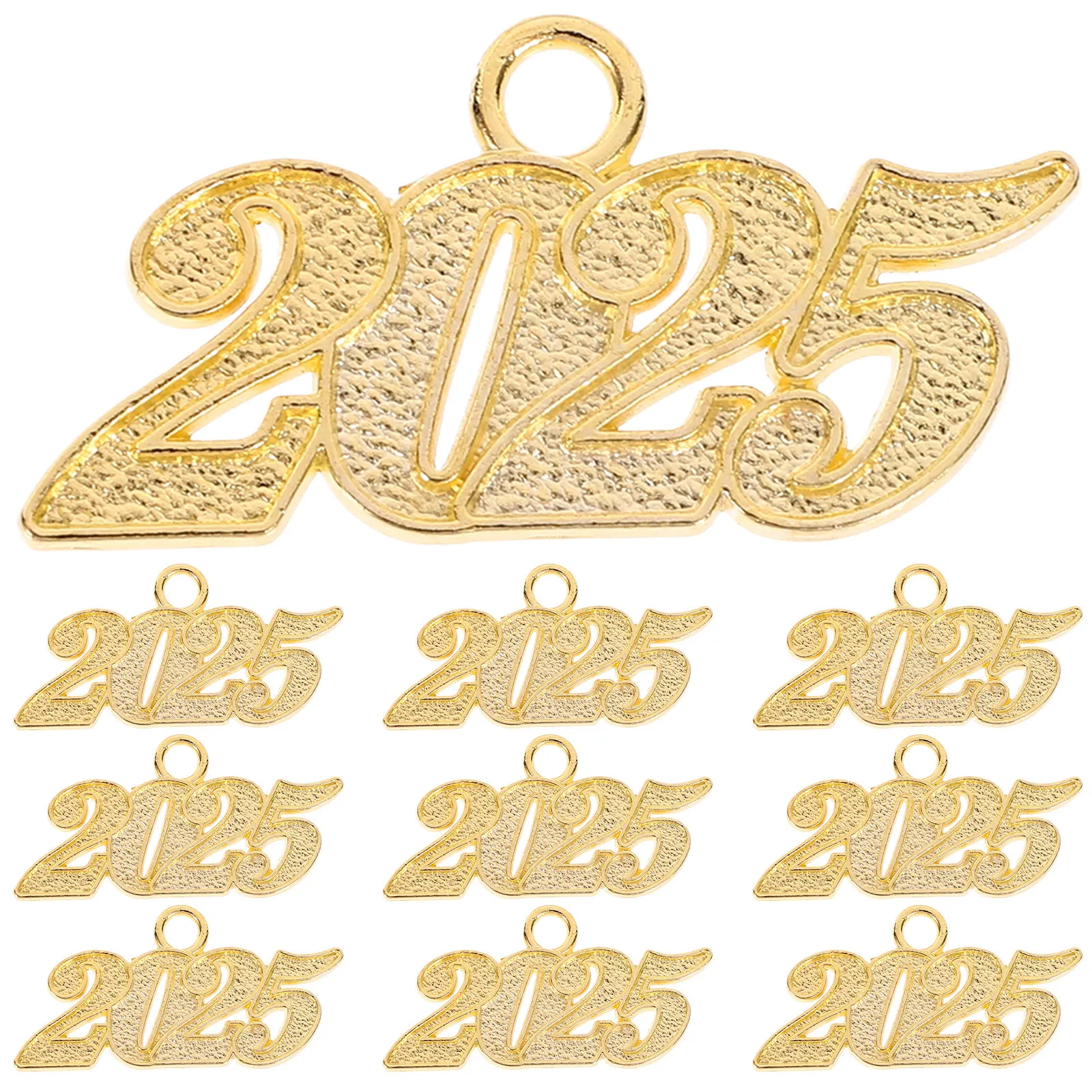 

10pcs 2025 Number Charms Pendants Alloy Diy Jewelry Making Supplies For Bracelet Necklace Earrings Keychain Craft New Year Gift