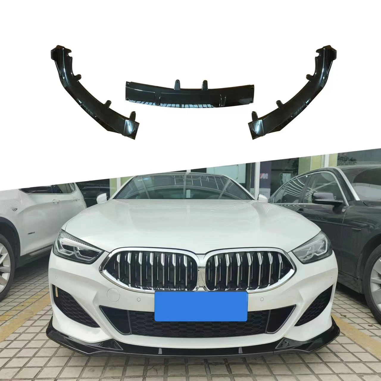 

For BMW 8 Series G14 G15 G16/2021-2023 Year Black Knight Front Splitter Diffuser Lip Body Kit