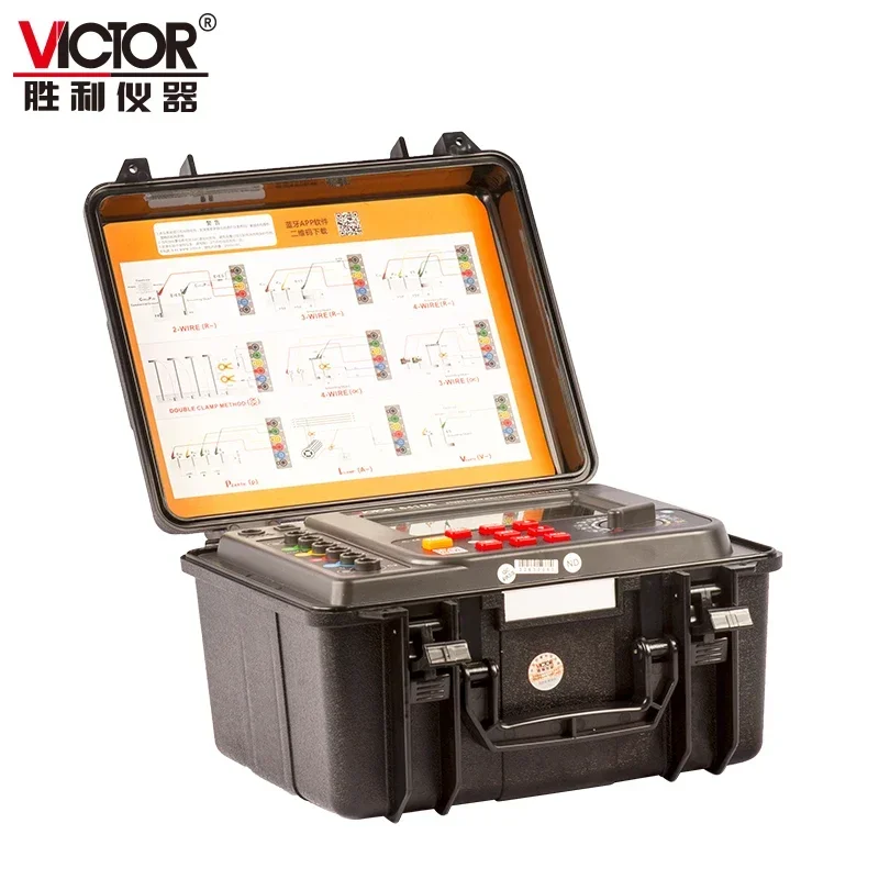 Victor 6415A Double Clamp Multi Function Earth Resistance Tester Measure Grounding Resistance Soil Resistivity