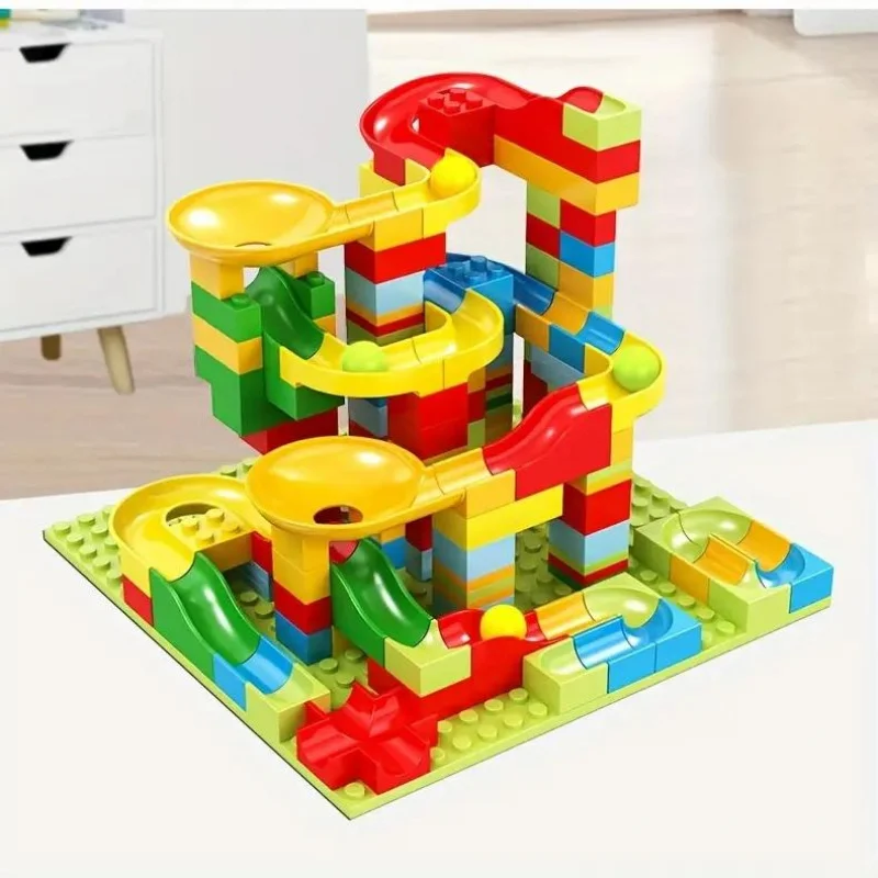 168pcs Building Blocks Track Marble Race Run Maze Ball Track Building Blocks Set, DIY Educational STEM Toy For Children