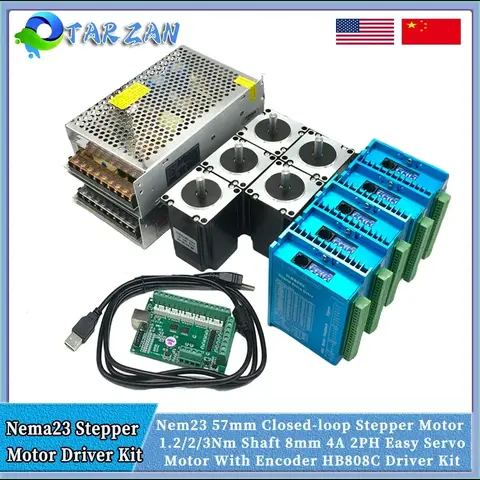 Nema23 폐쇄 루프 스텝퍼 모터, 인코더 모터 드라이브 키트 포함 DC 하이브리드 서보, CNC 라우터 1, 3, 5 축 키트, 1.2Nm, 2Nm, 3 Nm Best5