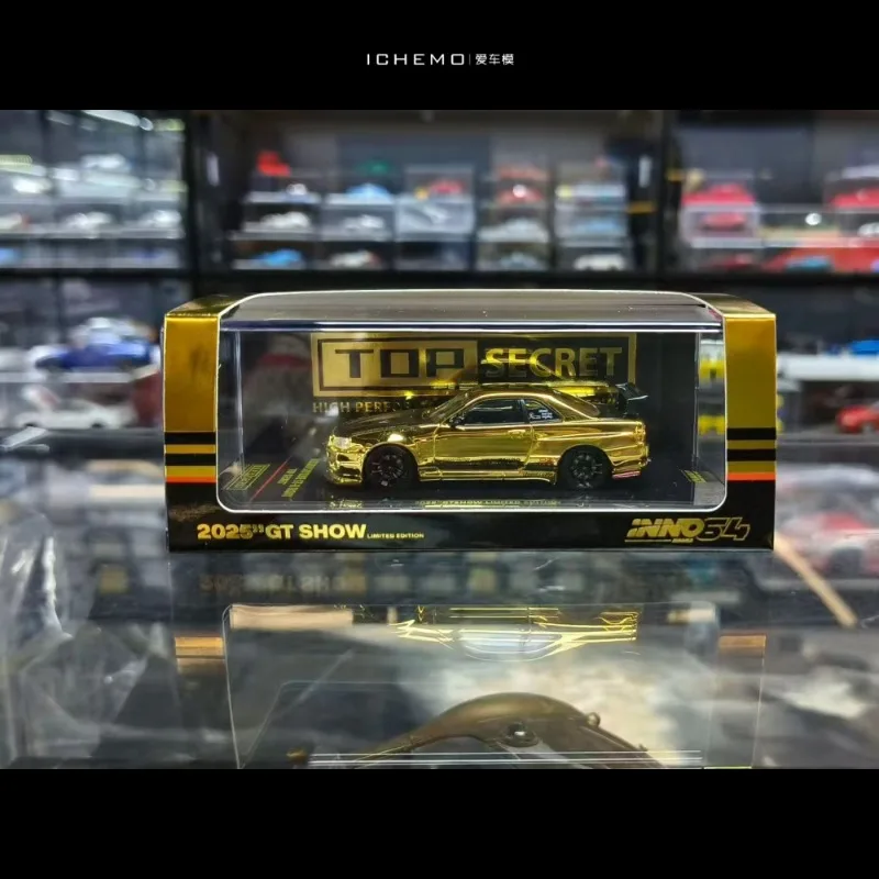 

INNO 1:64 Nissan R34 GTSHOW, ограниченная серия, литая под давлением модель автомобиля из сплава, праздничная подарочная игрушка для мальчиков, коллекционное украшение для взрослых.