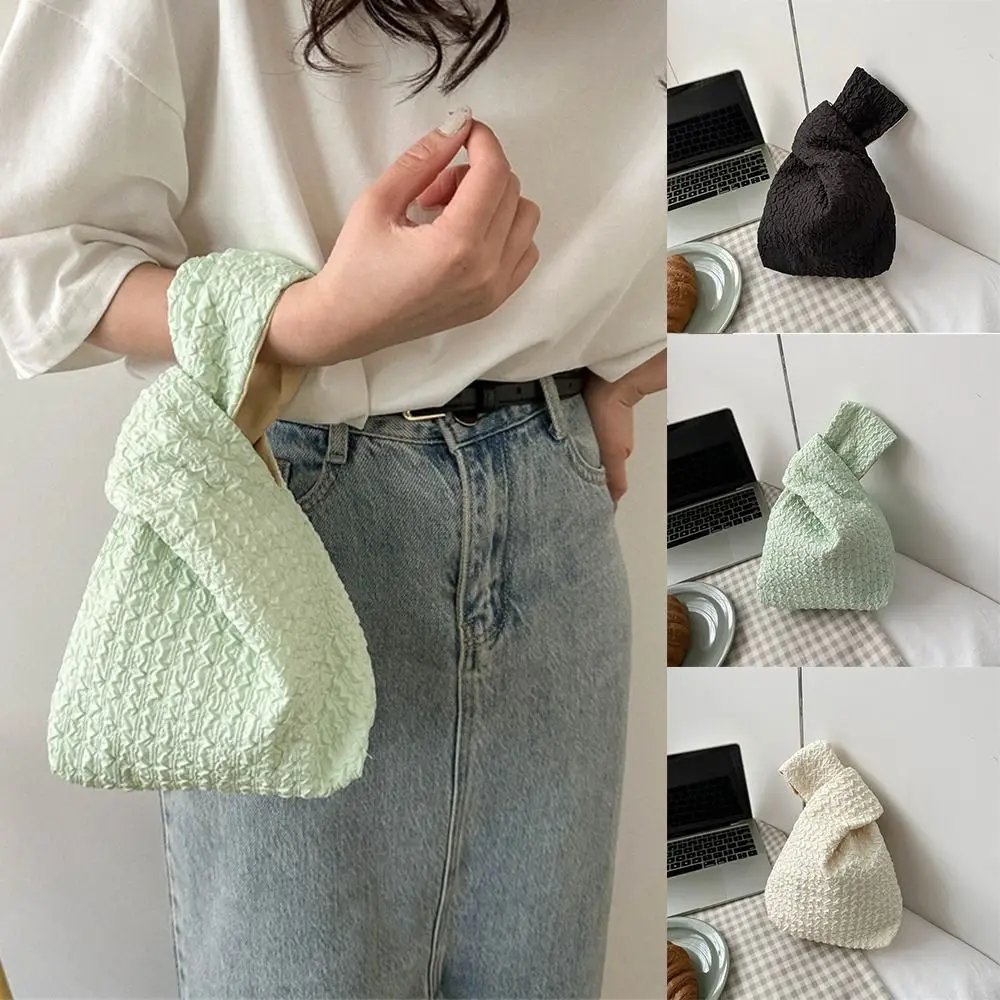 Japanese Style Bubble Hand Bag Cloud Pleated Wrist Bag Temperament Simple Purse Handbags Small Item Pouch DIY