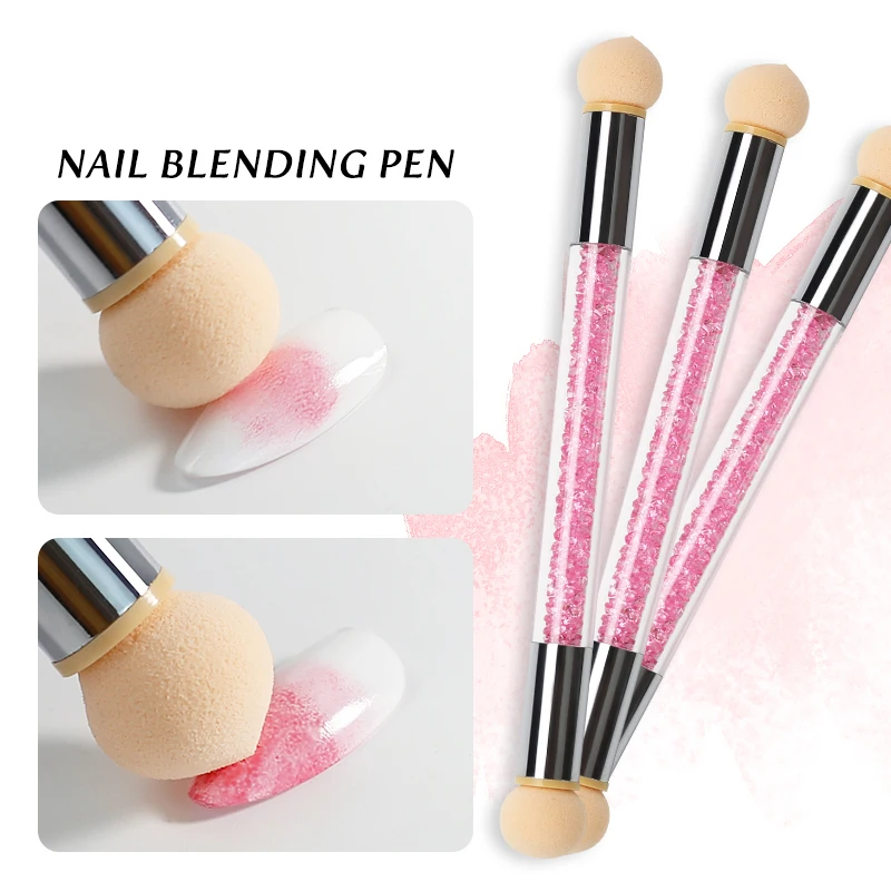 Double-ended Gradient Shading Sponge Nail Pen Nail Brush Set Dyeing Nail Art Pen Glitter Powder Picking Dotting Tools Nail Brush