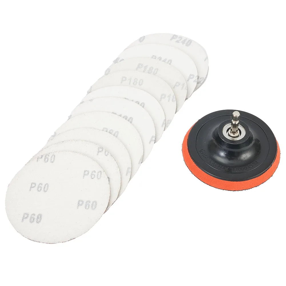 

4inch Sanding Discs Set 100mm Hook And Loop SandPaper 60-240 Grit Backing Pad With M10 Drill Adaptor For Polishing Cleaning Tool