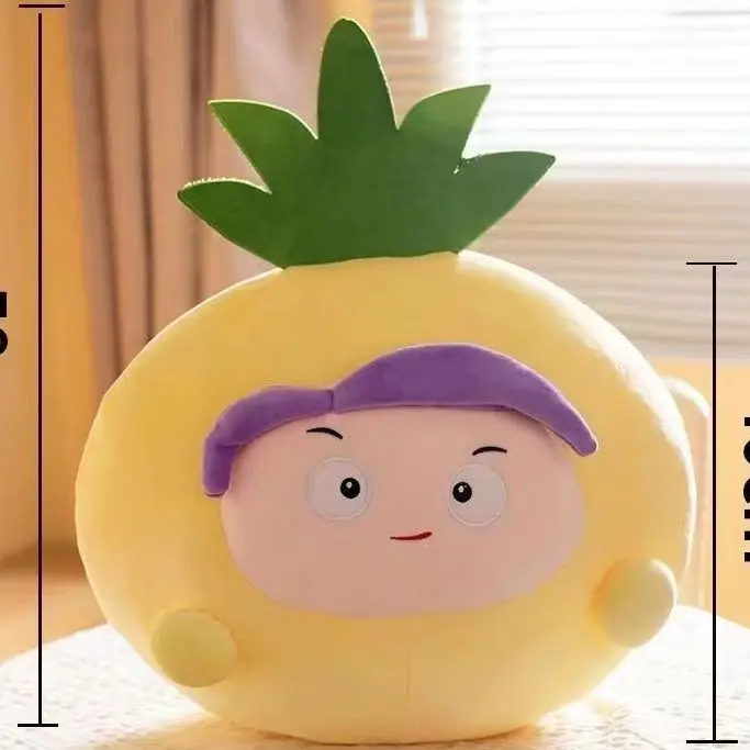 Jouet en peluche ananas fruits ronds de 30CM, poupée d'oreiller de couchage plante mignonne et douce, cadeau d'anniversaire et de noël pour enfants