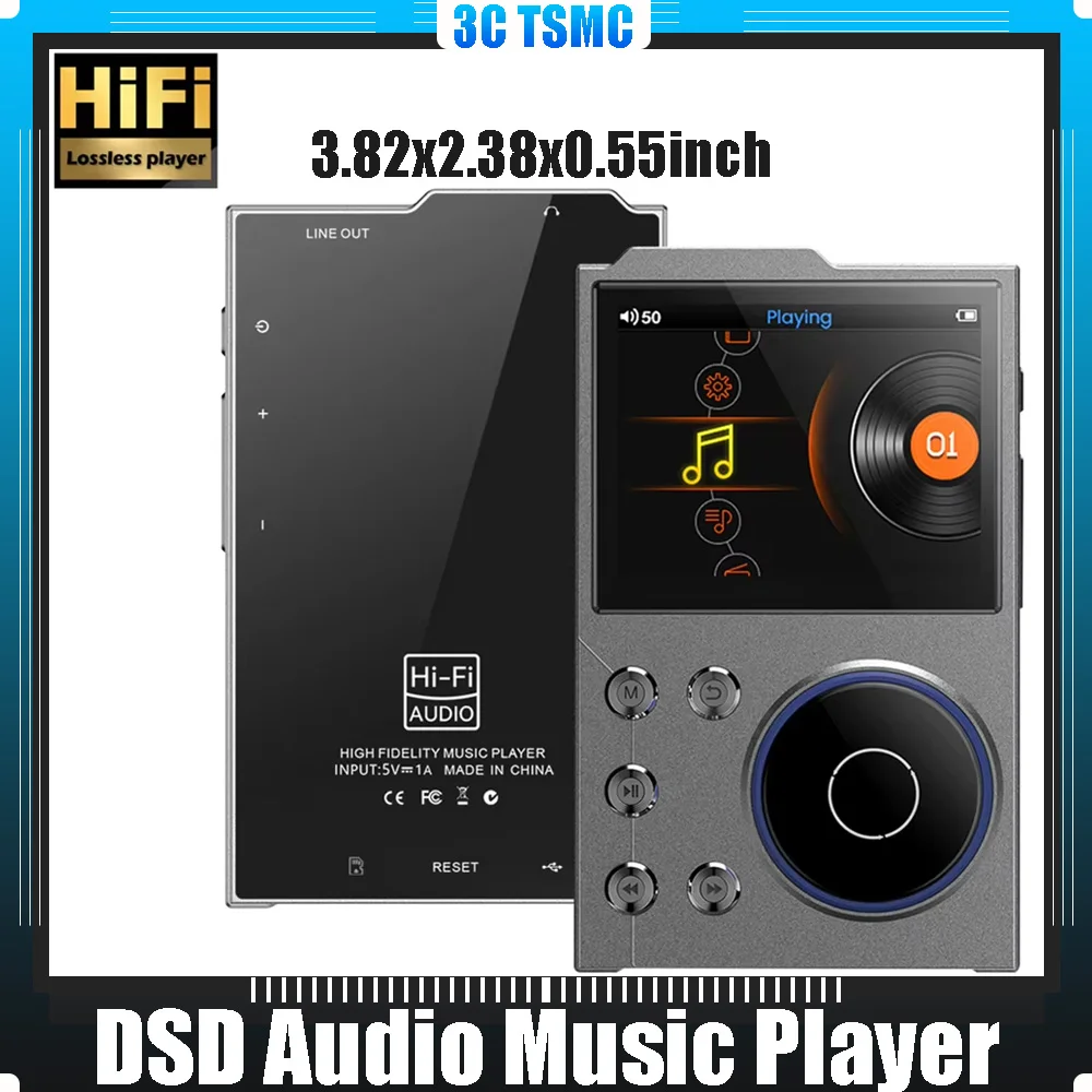 HiFi MP3 Player Lossless DSD Digital Audio Music Player Bluetooth-Compatible 5.3 Digital Music Player Portable Audio Player
