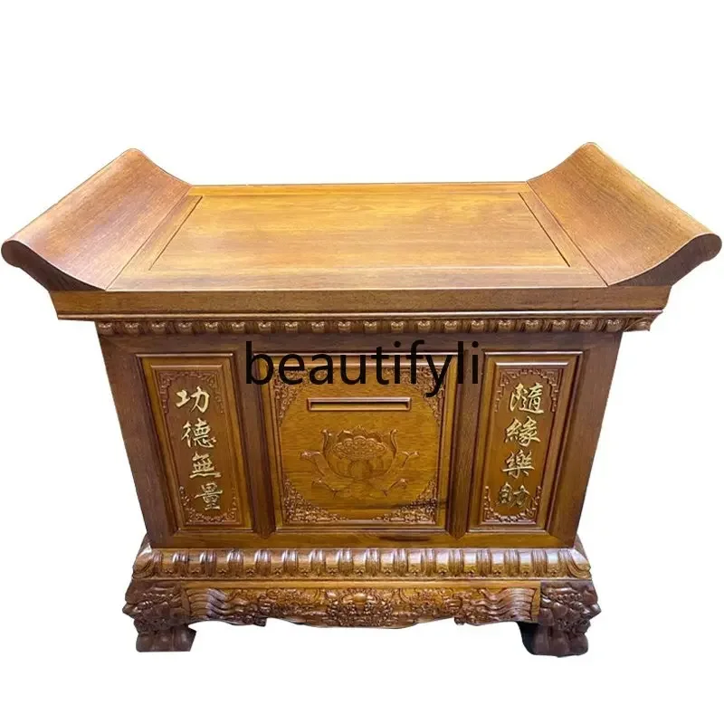 

07 Solid Wood Merit Box Rosewood Pineapple Grid Donation New Model Wealth-Attracting Anti-Theft Lockable Donation Box