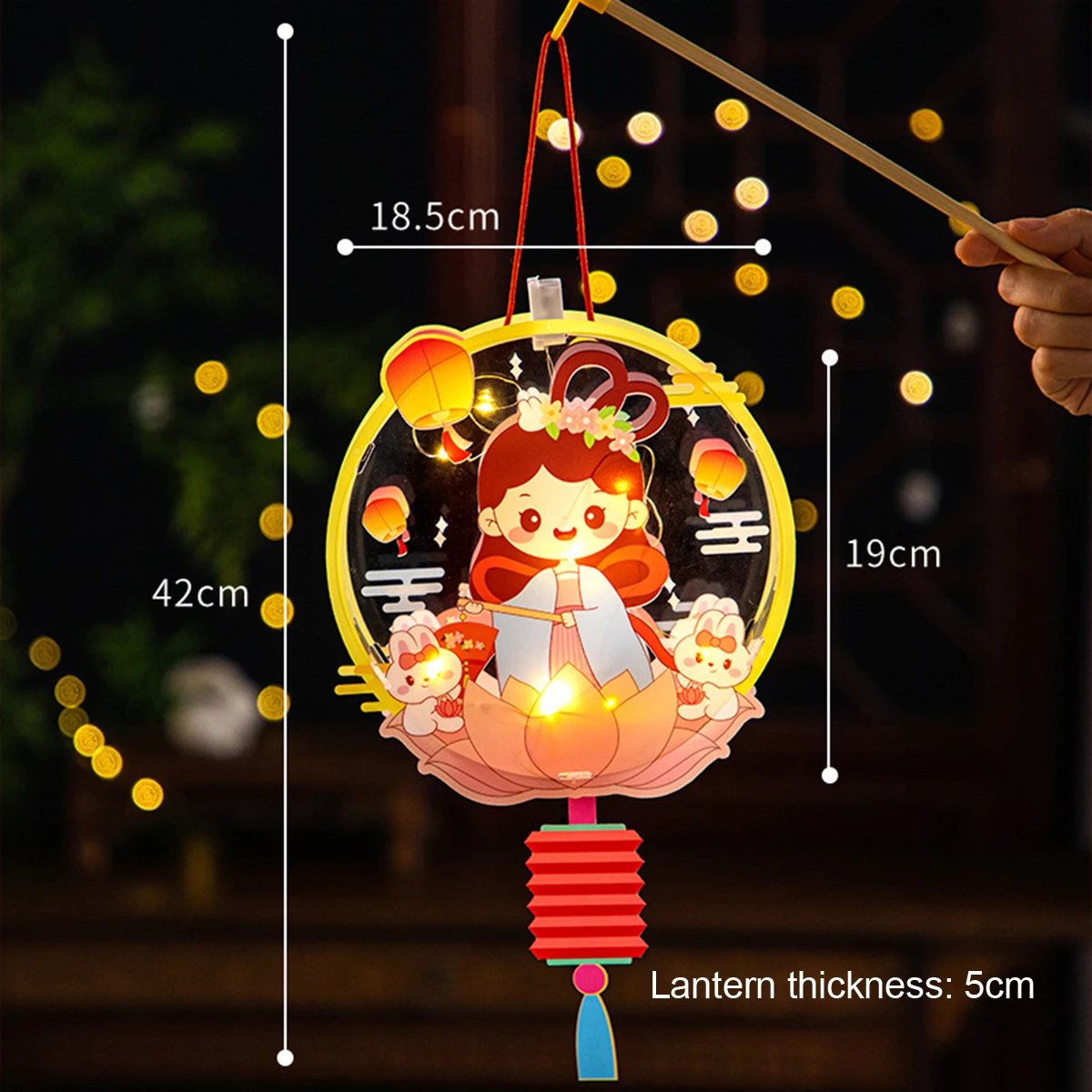 Children'S Handmade Rabbit Lantern New Jade Handcrafts Materials Lotus Vintage Year Decoration Mid-Autumn Portable Light Reunion