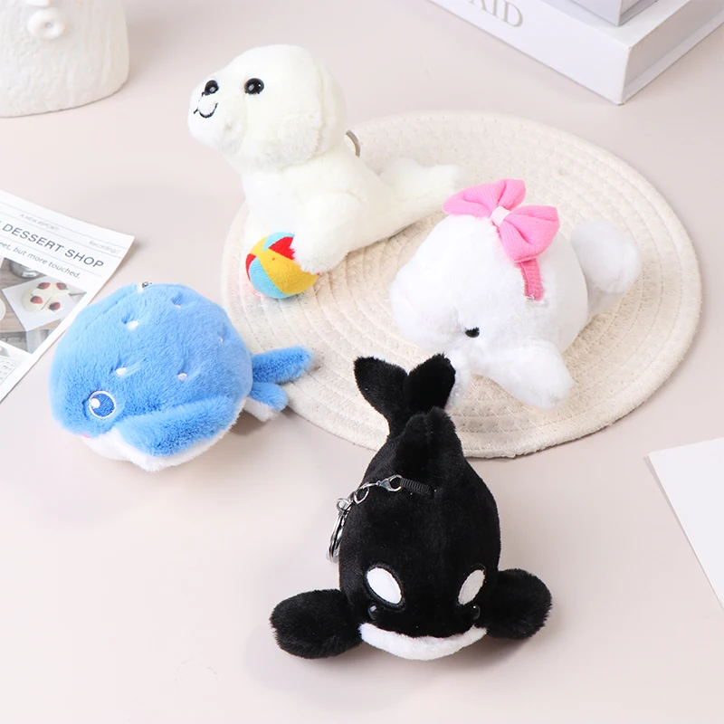 

Marine Animal Series Keychain Plush Animal Doll Sea Lion Killer Whale Skate Ray Whale Keyring Backpack Charms Bag Decor Toy