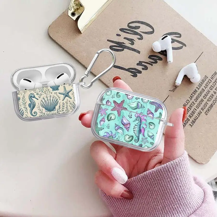 

Case For Airpods Pro2 Pro 4 2 3 1 Pro3 Clear Earphone Cases Cover Sea Conch Seashells