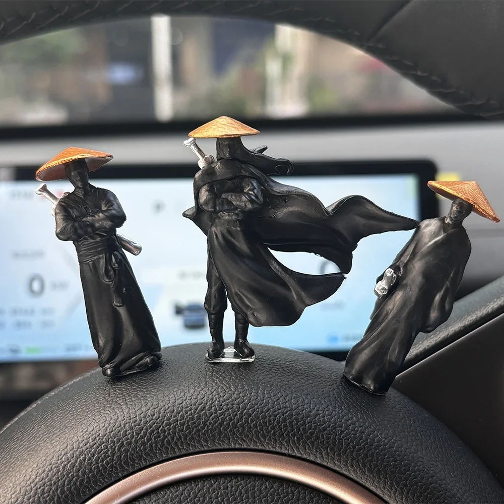 Warrior Ornaments Car Dashboard Center Console Chinese Kung Fu Ancient Style Swordsman Decoration Micro Landscape Puppet Model