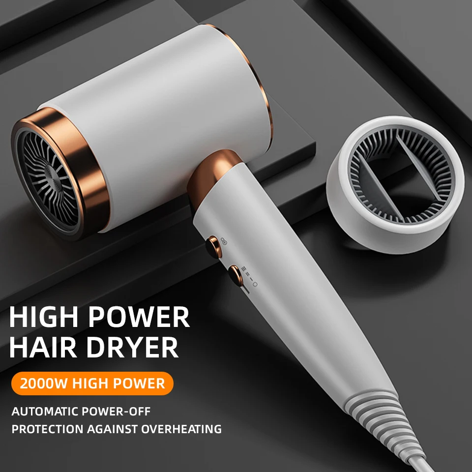 2000W Hair Dryer Professional Negative Ion Blower Home Use Hot Cold Blow Drying Salon Blower Diffuser Concentrator Nozzle