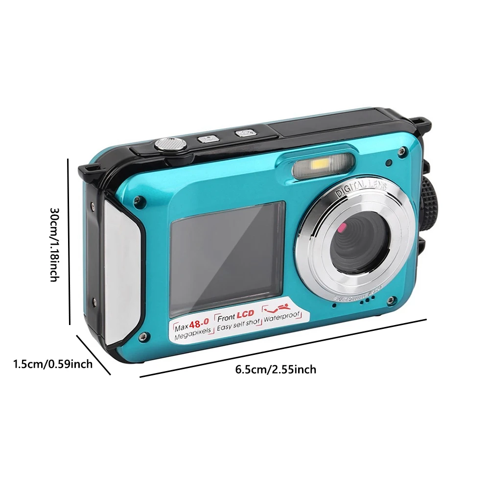 48MP Waterproof Camera 1080P 4K/30FPS Underwater Cameras IPS Dual Screen Face Detection Autofocus for Swimming Parent-child Play