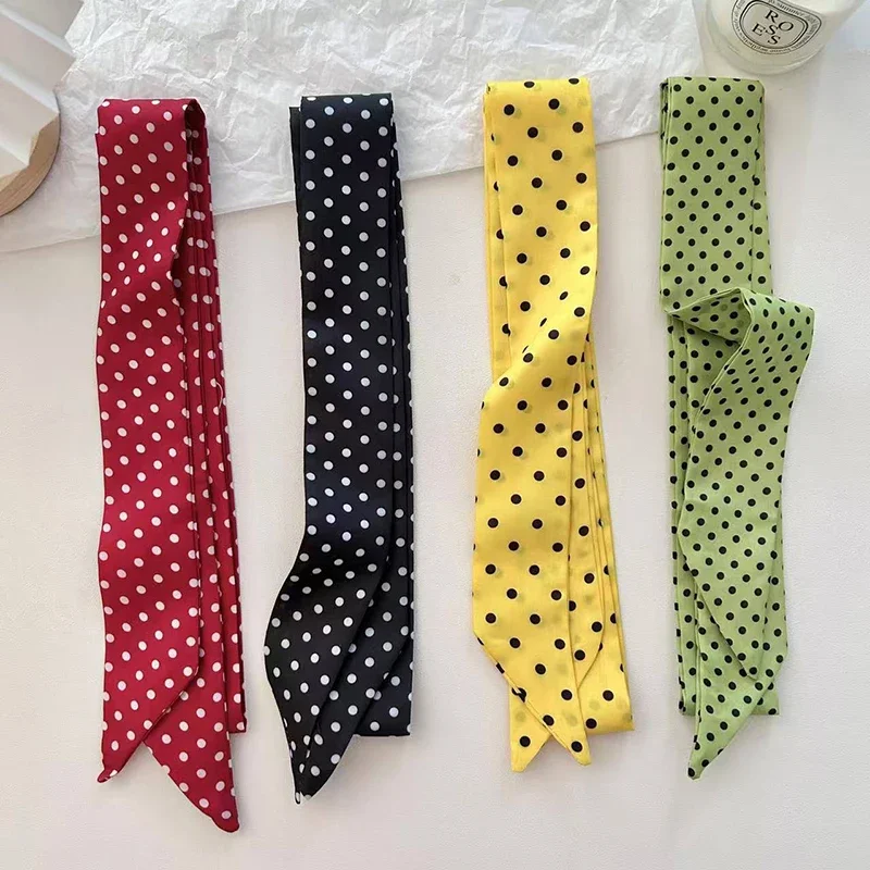 

Женский атласный шелковый узкий шарф, шейный платок, шейные шарфы с принтом, длинный шелковый тонкий шарф, повязка для волос на голову, сумка, ленты, повязки на голову