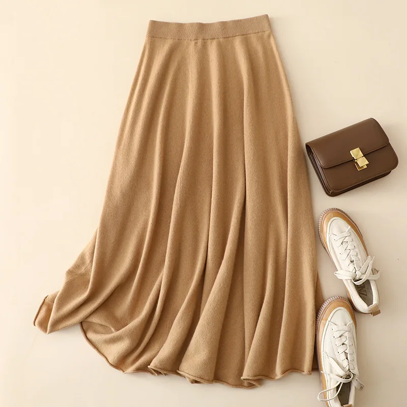 masigoch autumn winter thick fashion luxury 100% cashmere knitted skirt