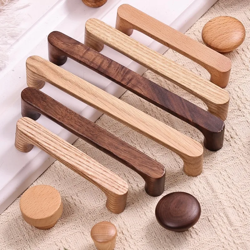 Holzschrankgriff Nordischer Massivholz-Küchentürgriff Kommode Kleiderschrank Knöpfe Schubladengriff Möbelgriffe – Detail 2