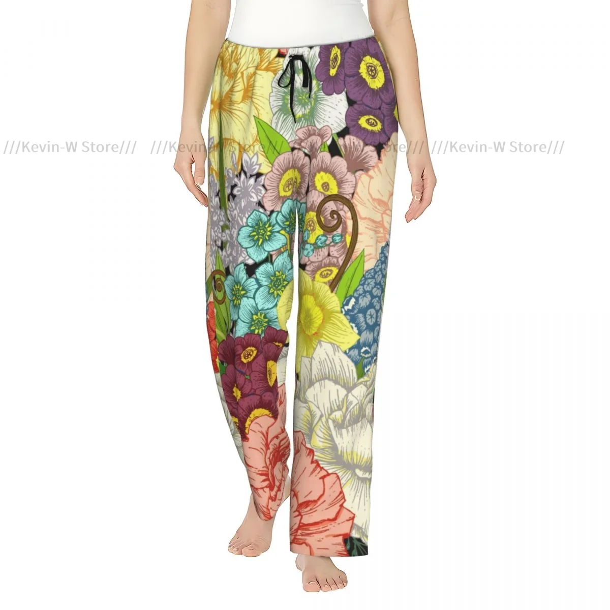 

Женские уютные фланелевые брюки для отдыха, мягкие красочные брюки с цветочным принтом для зимней домашней одежды