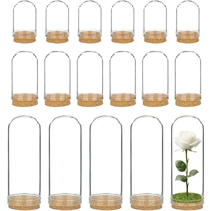 

24 Pack Glass Jars Bottles 3 Mixed Size Dome Cloche Cover Decoration Bottles with Cork Stoppers for Mother's Day Wedding Party