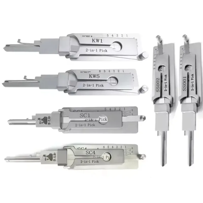Juego de herramientas de precisión de acero inoxidable SS001 2 en 1: Decodificador de llaves, juego de ganchos y ganzúas, y herramienta manual para anillos O. Kit de herramientas para mantenimiento y reparación.
