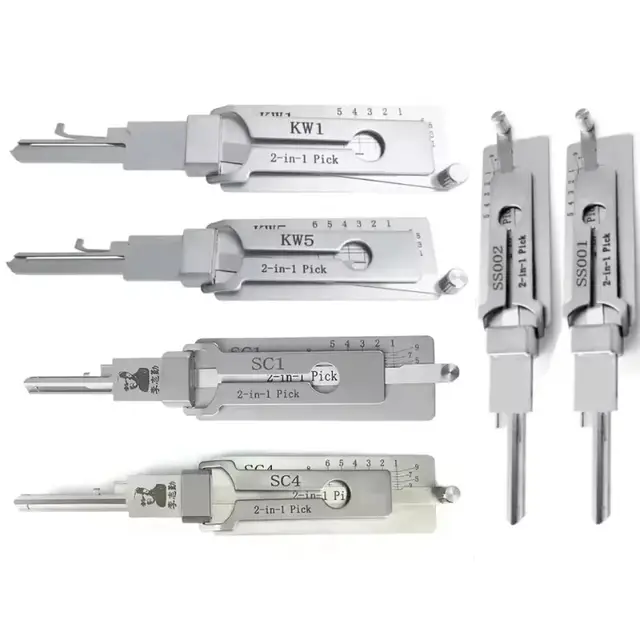SS001 Stainless Steel Precision Tool 2 In 1 Key Decoder Hook & Pick