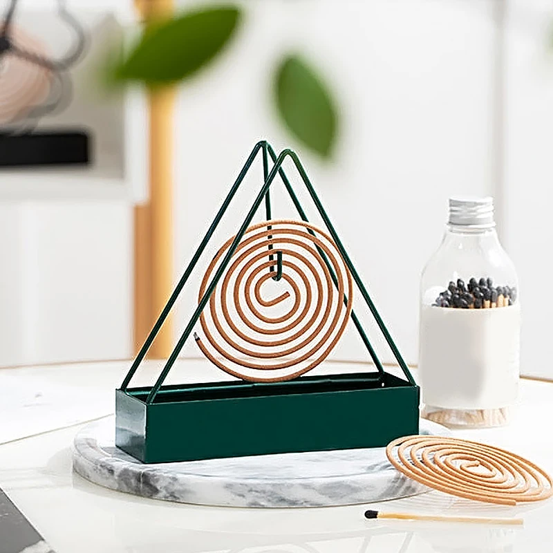 Triangular mosquito coil rack creative iron sandalwood rack to support incense mosquito coil tray to receive ash tray mosquito c