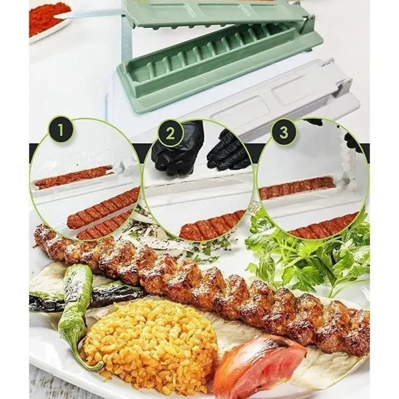 

BBQ Meat Skewer Machine Reusable For Press Maker Barbecue Preparation For kitchen Grill Assesories BBQ Tools