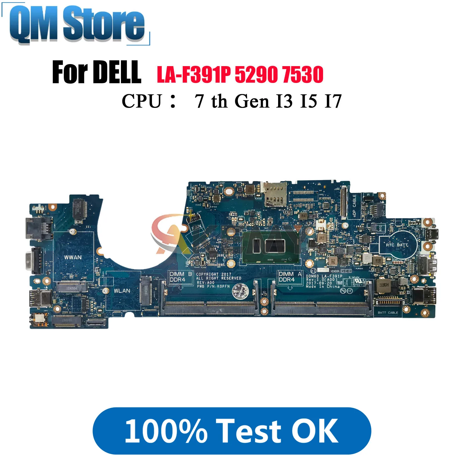 

LA-F391P материнская плата для ноутбука Dell Latitude 7530 5290 i3 i5 i7 7/8-го поколения CN-02723N 0WHPNW 0GRNH7 01KWXC 0TKGT3 протестирована нормально
