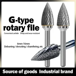Tungsten Steel Grinding Head Carbide Rotary File Arc Pointed Milling Cutter Metal Grinding Engraving Single And Double Groove G