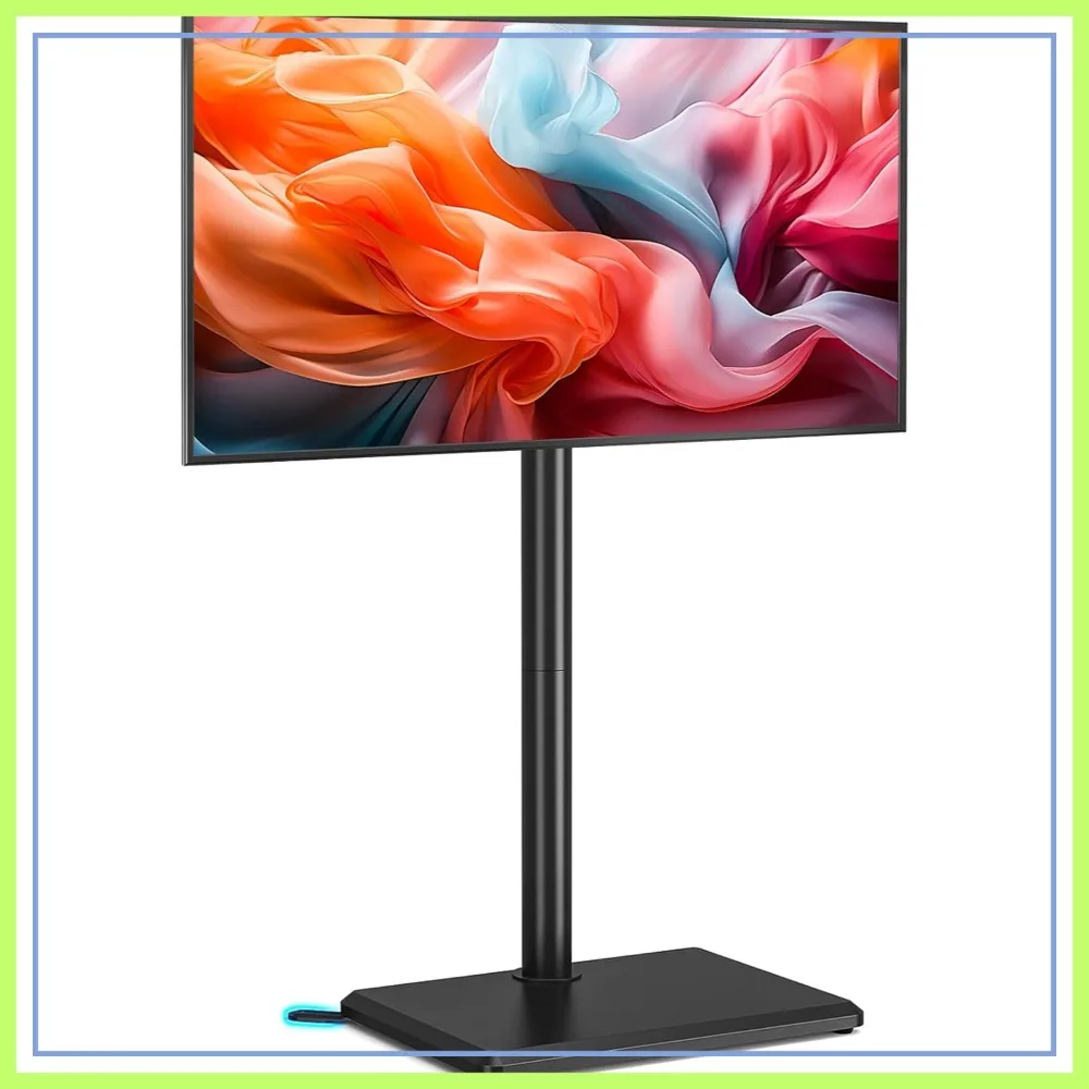 Swivel Floor TV Stand for 32-60 inch TVs up to 88 lbs, Height Adjustable with Wood Base, VESA 400x400mm
