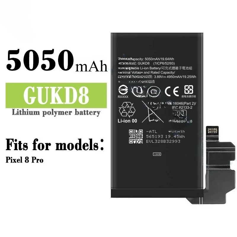 GUKD8 5050mAh Battery  for HTC Pixel8 Pro Mobile Phone Replacement Battery for Google Pixel 8 Pro High Quality Batteries