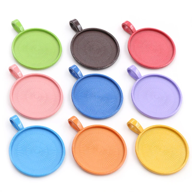 New Fashion 10pcs 25mm Inner Size Multi Colors Plated Classic Simple Style Cabochon Base Setting Charms Pendant