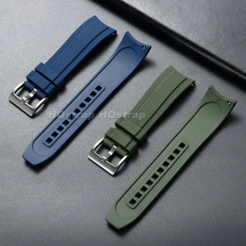 FKM-Gummi-Uhrenarmband mit gebogenem Ende, 20/21/22 mm, strukturierte Oberfläche, hochwertiges Fluorkautschuk-Armband für Seiko und Rolex, Schnellverschluss. – Detail 4