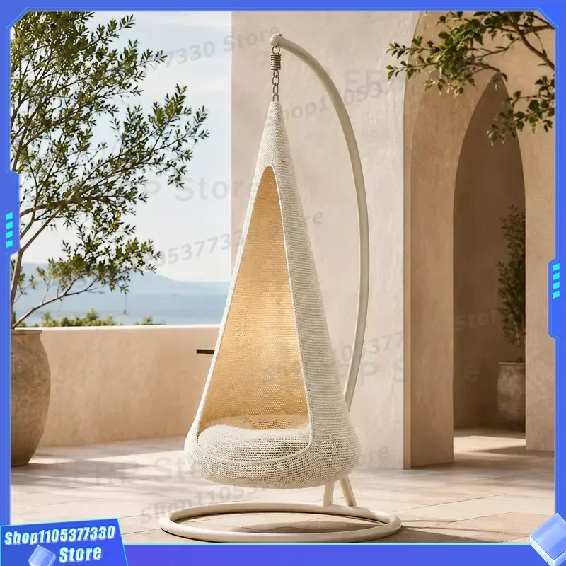 Hand Woven Polyester Rope Drop Chair Indoor Outdoor Hammock Seat for Terrace Balcony Garden Leisure Ropecube Hanging Swing
