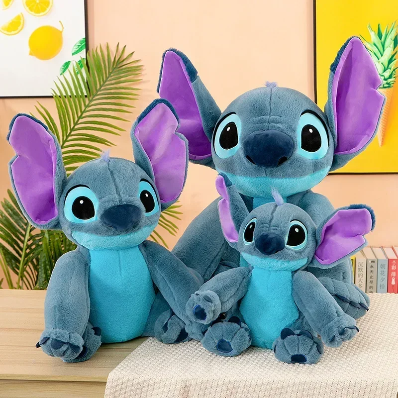 Boneka Disney Lilo & Stitch ukuran besar 80cm boneka lembut boneka Stitch lucu dekorasi ruangan Kawaii boneka bantal hadiah Natal anak-anak perempuan