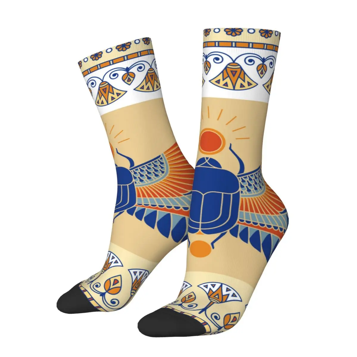 

Crazy Sock for Men Egyptian Scarab Beetle Hip Hop Harajuku Ancient Egyptian Culture Printed Boys Crew Sock Novelty Gift