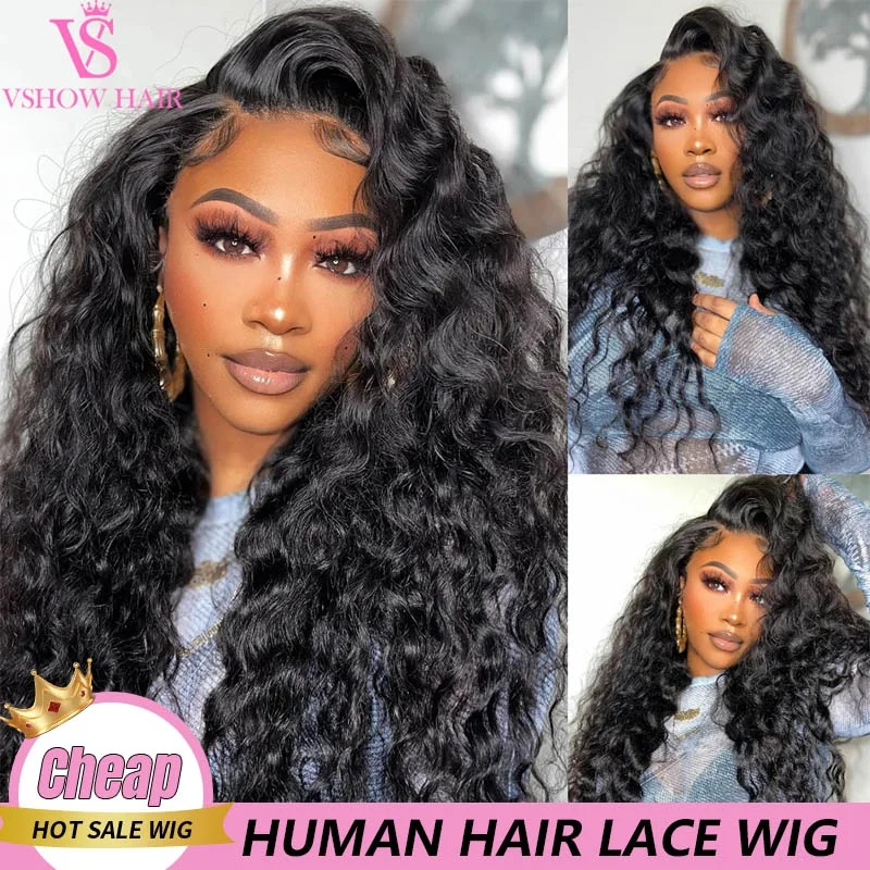 

VSHOW Deep Wave 13x4 HD Lace Frontal Human Hair Wig Brazilian For Women On Sale 4x4 Transparent Lace Closure Wigs Virgin Hair