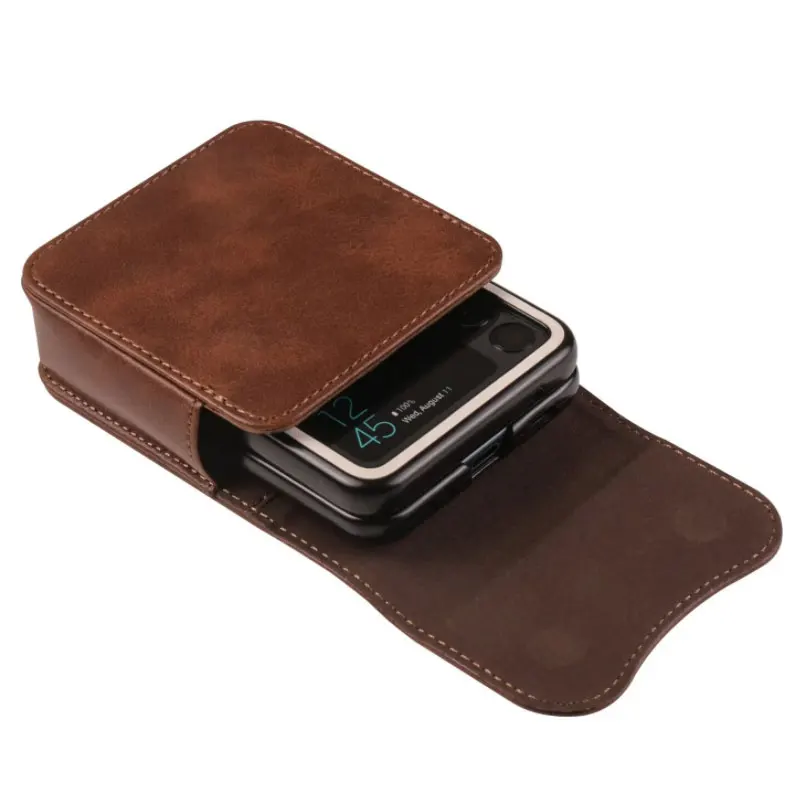 Belt Clip Holster Leather Pouch for Samsung Z Flip 3 Flip4 Flip5 Flip6 Universal Waist Bag Case Cover for Moto Razr 40/40ultra