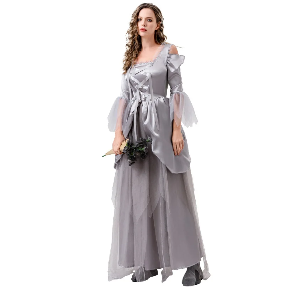 Abito da regina cosplay per donna Gonna sexy Costume da donna di Halloween Cos Vampiro Fantasma Sposa Strega Zombie Abbigliamento Festa di Natale