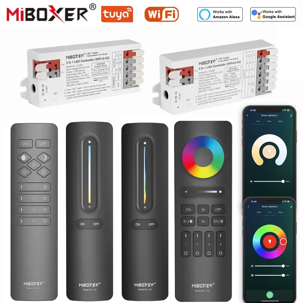 

2в1 3в1 Tuya Wi-Fi светодиодный контроллер DC12V-24V RGB/RGBW/RGBCCT светодиодная лента диммер 4-зонный радиочастотный пульт дистанционного управления приложение голос для Alexa
