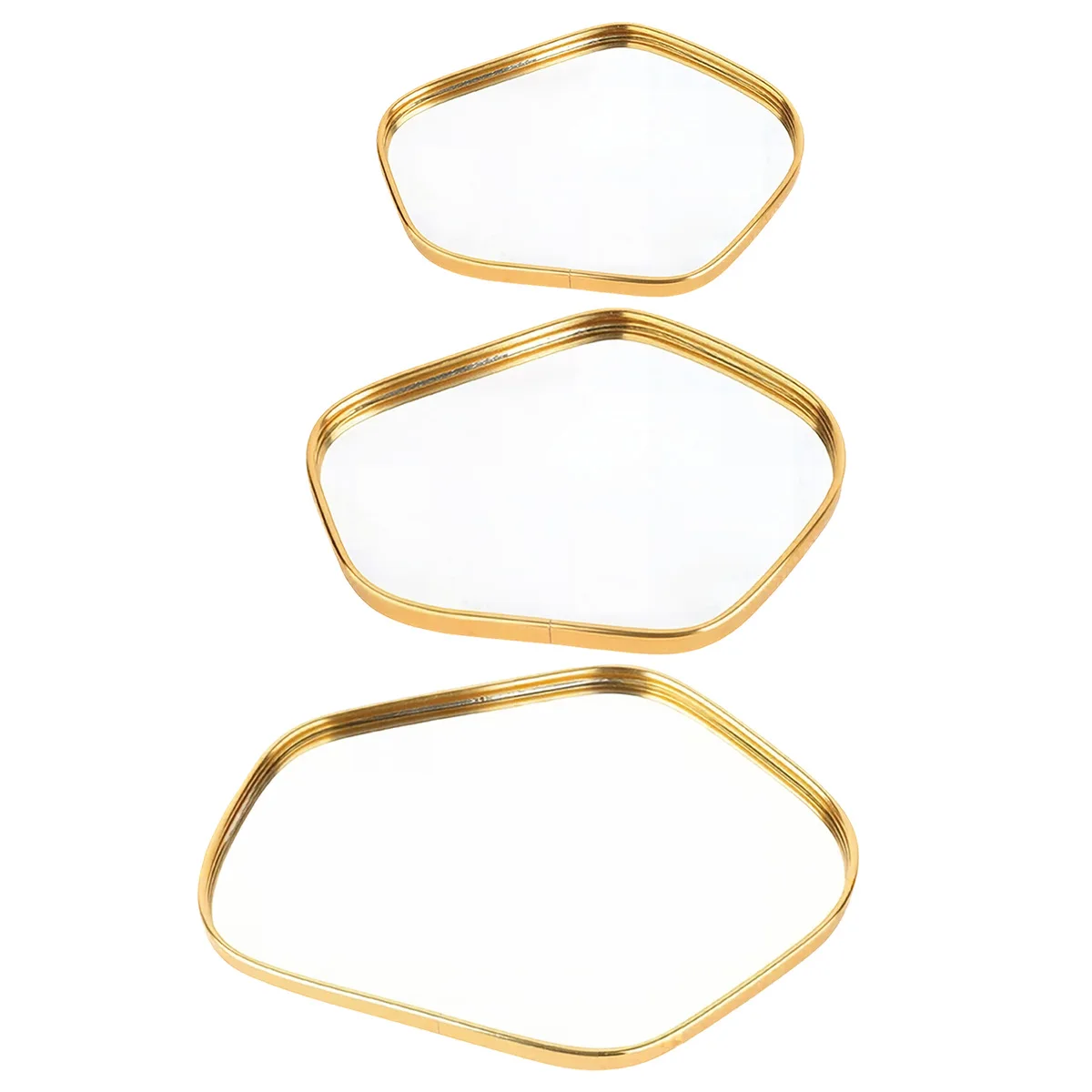 Gold‑Toned Irregular Mirror Tray Desktop Jewelry Storage Decorative Plate for Hotel Show‑Home Model‑Room Home Vanity Decor
