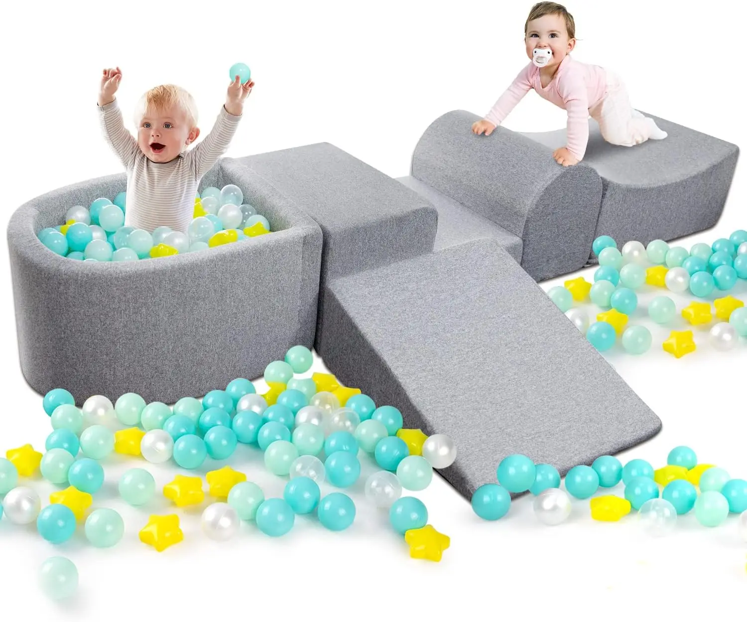 

Climbing Blocks and Ball Pit for Toddlers - For Indoor Crawling, Sliding and Play