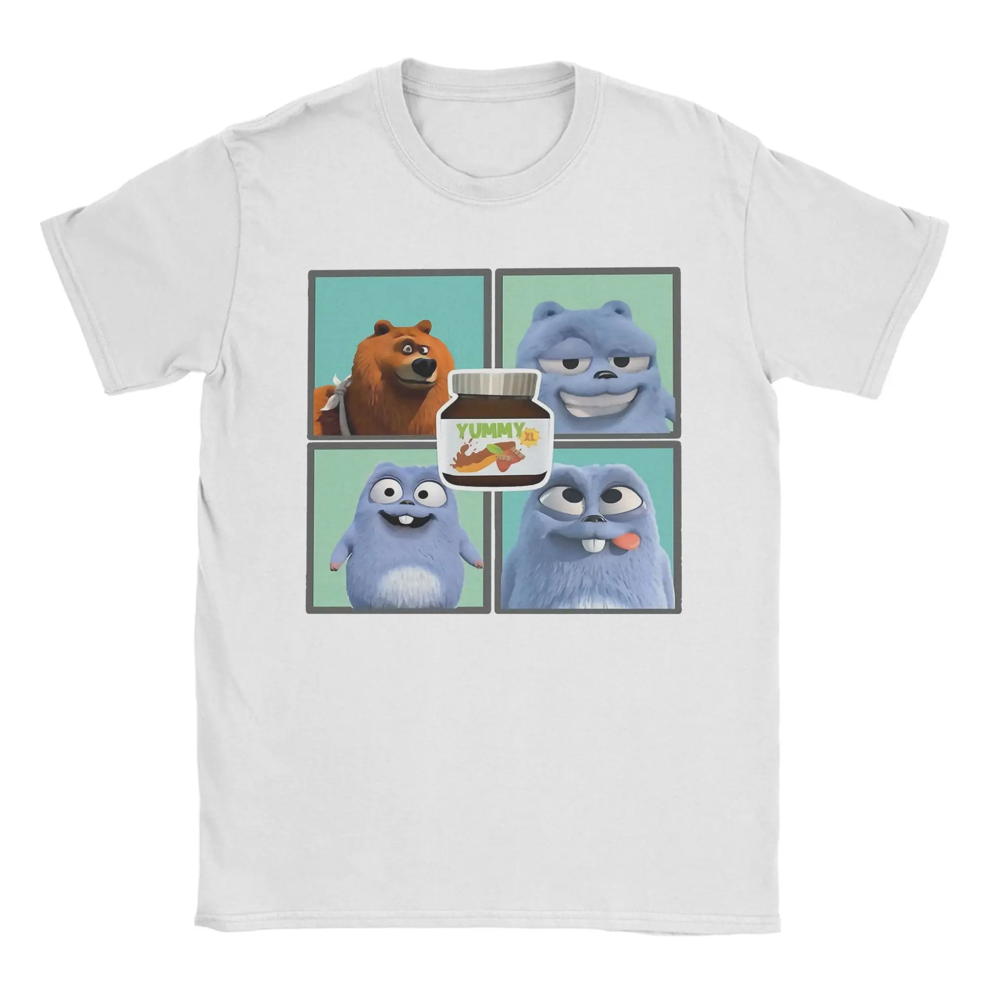 Grizzly and Lemmings Tshirt Men Cotton Tops Novelty Cartoon O-neck Short Sleeve