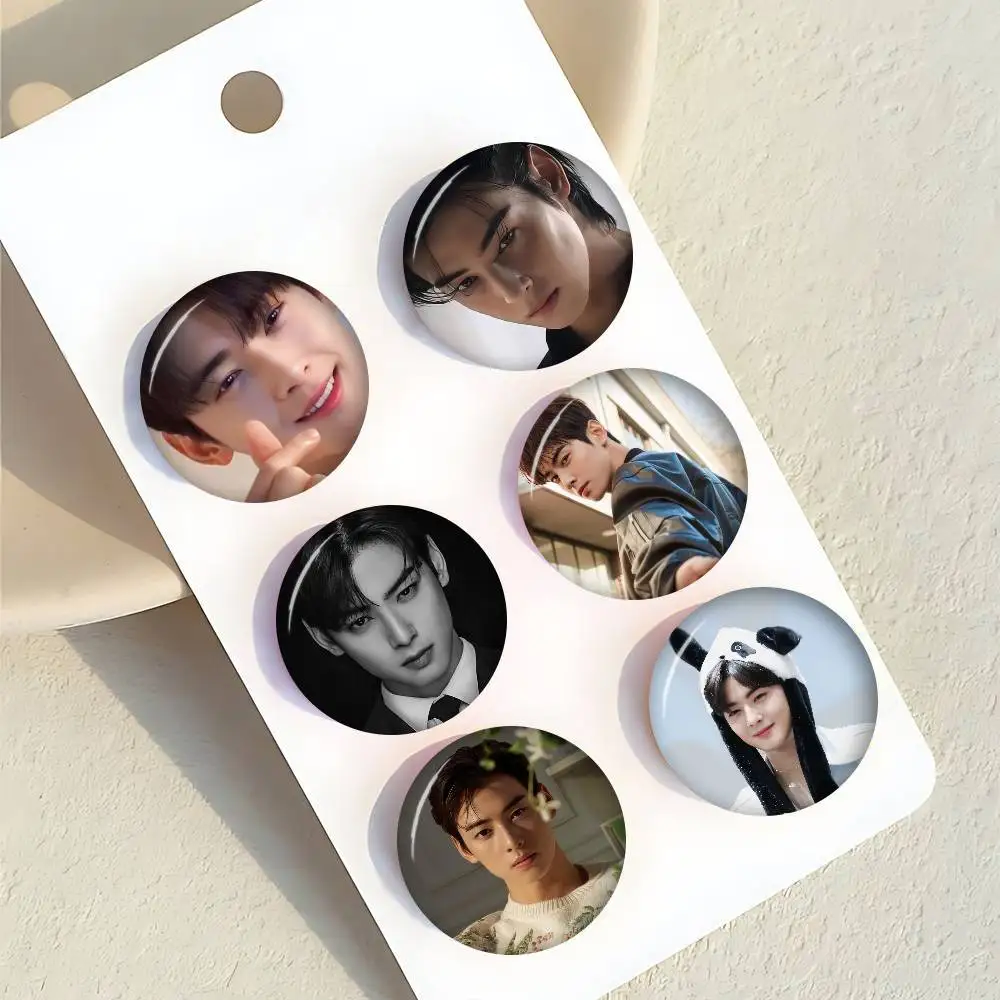 Korean idol C-cha EunWoo   Anime Button Pin Handmade Brooch For Clothes Cartoon Badge Backpack Decoration Jewelry Accessories